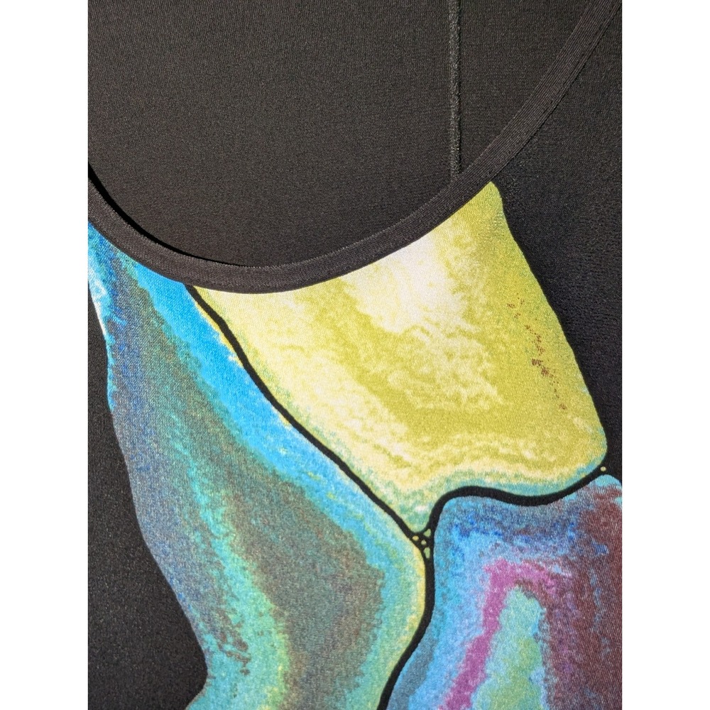 Eva Varro Black Multi Abstract Art Print Long Sleeve Keyhole Cutout Dress XL USA - Picture 7 of 10